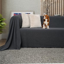 Happy Trend Concept Koltuk Örtüsü Şönil Kaymaz Çift Taraflı Çekyat Örtüsü Koltuk Şalı 175X300 - Antrasit