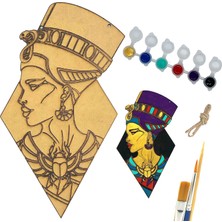 Happy Trend Inside Antik Mısır Kraliçe Nefertiti Ahşap Boyama Tuval Seti Hediye Hobi Kiti Büyük Boy 30 cm