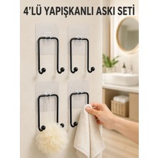 Royaleks 4'lü Yapışkanlı Askı Seti Mutfak Banyo ve Ev Için Duvar Askısı