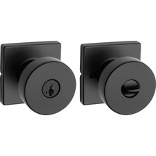 Happy Trend Pismo Giriş Kapı Tokmağı Kilitli ve Anahtarlı, Güvenli Anahtarlı Kulp Dış Cephe, Ön Giriş ve Yatak Odası, Mat Siyah, Seçmeye Dayanıklı Smartkey Rekey Güvenlik ve Microban, Kare Gül