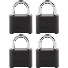 Happy Trend Lock Siyah Şifreli Kilit, Özelleştirilebilir Combo Asma Kilit, Kapalı ve Açık Hava Koşullarına Dayanıklı Kilit, Kapılar, Dolaplar, 4 Paket, 178EC4 Için Sıfırlanabilir Kodlu