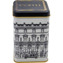 Happy Trend City Coffee Desenli Kare Metal Saklama Kabı 11X11 cm (City Coffee)