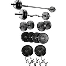 Happy Trend kg Z-Barlı Megaset Halter Seti ve Dambıl Seti Ağırlık Fitness Seti