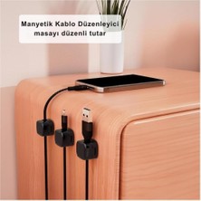 Str Store 6 Adet Set Yapışkanlı Manyetik Kapaklı Kablo Düzenleyici Organizer, Ev, Ofis, Kablo Düzenleyici