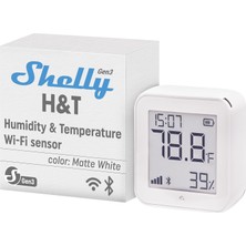 Happy Trend Shelly H&t Gen 3 - Wi-Fi ve Bluetooth Sıcaklık, Nem Sensörü ve Hava Istasyonu (Beyaz, Duvara Monte Edilebilir, Göbek Gerekmez)