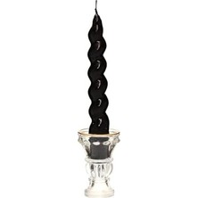 Mabelme Store Prime Yılbaşı 2'li Twirl Glow Siyah Şamdan Mum Seti (18 Cm)