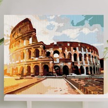 Happy Trend Hobi Sanat Sayılarla Boyama Tuval Seti Fırça Boya Dahil (Çıtalı) 40X50 cm - Roma