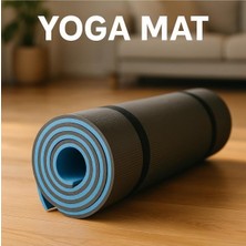 Happy Trend Mavi-Siyah Pilates Matı, Ekstra Kalın Yoga ve Egzersiz Minderi