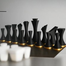 Happy Trend Modern Minimalist Tasarım Satranç Taşları Seti | 3D Baskı | Pla Malzeme | Tam Iki Takım