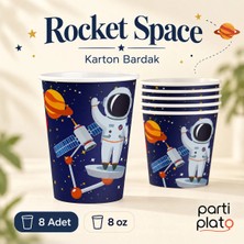 Kikajoy Uzay Temalı Karton Bardak 8 Adet 8 Oz Rocket Space Doğum Günü Parti Sofrası