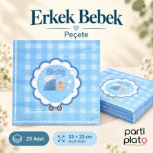 Roll-Up Erkek Bebek Mavi Peçete 20 Adet 33X33 cm Baby Shower Doğum Günü Sofrası