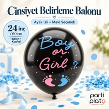 Globo Mavi Konfetili Cinsiyet Belirleme Balonu 24 Inç 60 cm Ayak Izli Baby Shower