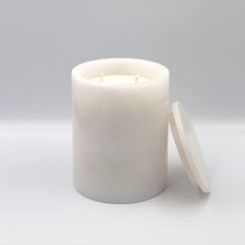 Mabelme Store Prime No: 5 Mermer Mum Oryantal ve Odunsu Kokulu Tasarım Dekoratif Mermer Soya Mumu - 220GR (Beyaz)