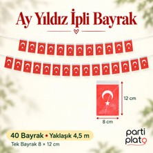 Parti Plato Ipli Türk Bayrağı 40 Adet 8X12 cm Ay Yıldız 23 Nisan 29 Ekim Okul Sınıf Süsleme