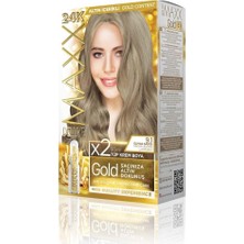 Mabelme Store Prime Maxx Deluxe Serisi 24K Altın Parçacıklı Serum ile 1 Kutu 2 x 50 ml ve Geliştiriciler Saç Boyası (Elma Sarısı 9.1)