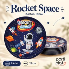 Kikajoy Uzay Temalı Karton Tabak 8 Adet 23 cm Rocket Space Doğum Günü Parti Sofrası