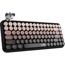 Happy Trend Kablosuz Bluetooth Retro Sessiz Klavye – Yuvarlak Tuşlu, 84 Tuşlu, Taşınabilir, Akıllı Uyku Modu, Ergonomik Tasarım, Tablet Telefon Uyumlu, Windows Mac Ios Android Uyumlu Ajazz AJ308I Siyah