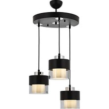 Mabelme Store Prime AV-60193-3T-BSY Siyah Boyalı Modern Avize E27 Metal Cam 40CM