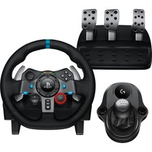 Happy Trend G G29 Se Driving Force Racing Wheel And Pedals, Force Feedback, Real Leather Driving Force Shifter - Sim Steering Wheel, Pedals, Gear Stick For Ps5, Ps4 And Pc, Mac - Black