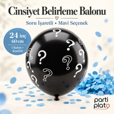 Globo Mavi Konfetili Cinsiyet Belirleme Balonu 24 Inç 60 cm Soru Işaretli Baby Shower