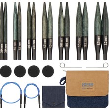 Happy Trend Set Değiştirilebilir Yuvarlak Örgü Şişleri Indigo Wood Short, 3,00 mm - 6,00 mm