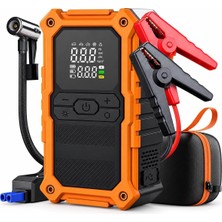 Happy Trend 24.000MAH Şarjlı Akü Takviye Cihazı Çantalı 2000A Tepe Akımlı Oto Hava Kompresör Powerbank