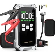 Happy Trend F04 21600 Mah, 6000A Tepe Akımı Profesyonel Akü Takviye Cihazı + Lastik Şişirme Kompresörlü Taşınabilir Jump Starter Dizel ve Benzinli Araçlar Için