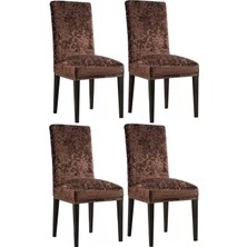 Happy Trend Kılıfı Streç Yumuşak Dokulu Yıkanabilir Salon ve Mutfak Sandalye Örtüsü (Kahverengi)