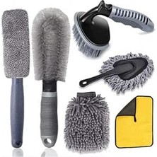 Happy Trend Profesyonel 6 Parça Mikrofiber Araç Yıkama Seti Araç Jant Yıkama Fırcası Bezi Araç Yıkama Fırca Seti