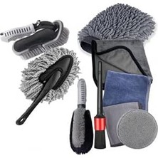 Happy Trend Profesyonel Mikrofiber 9 Parça Araç Temizleme Seti Araç Lastik Torpido Jant Yıkama Seti Araç Fırca Seti