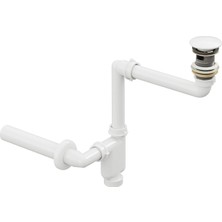 Happy Trend Bagno Comfort Yer Kazandıran Lavabo Sifonu + Pop-Up Sifon, Beyaz Seramik Başlıklı,taşma Delikli, (1-1/4)