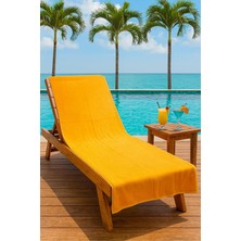 Happy Trend Collection Pamuk Şezlong Havlusu 100X180 cm Plajda Kullanıma Uygun Çabuk Kuruyan Büyük Boy Havlu Turuncu 100 x 180