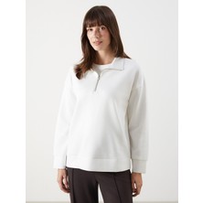 LC Waikiki Lcw Comfort Beyaz Dik Yaka Kadın Sweatshirt