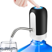 Happy Trend Taşınabilir Su Şişesi Pompası, 5 Galon Evrensel Şişe Elektrikli Su Sebili, Anahtarlı ve USB Şarjlı, Kamp, Mutfak, Atölye, Garaj (Siyah)