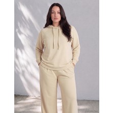 LC Waikiki Lcw Curve Bej Büyük Beden Kadın Hoodie