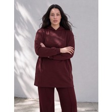 LC Waikiki Lcw Curve Bordo Büyük Beden Kadın Hoodie