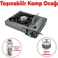 Happy Trend Portatif Kamp Ocağı Tekli Tek Gözlü Kartuşlu Piknik Tüp Bağlantılı Gezi Ocak Gri Renk