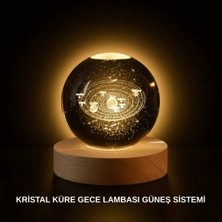 Str Store Ahşap Standlı LED Kristal Küre Lazer Işlemeli Dekoratif Obje