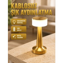 Royaleks Modern Usb'li Kablosuz Masa Lambası - Minimalist Tasarım, 3 Farklı Parlaklık Yeni Nesil