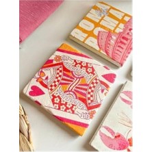 Mabelme Store Prime Modern Art Tasarımlı Bardak Altlığı Roma, Pembe ve Turuncu Kolezyum, Iskambil ve Motto Temalı