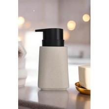 Mabelme Store Prime New Max Premium Serisi 300 ml Sıvı Sabunluk Pompalı Mermer Desenli Seramik Sıvı Sabunluk Dispencer Bej