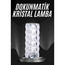Royaleks Kristal Lamba Masa Lambası Şarjlı Masa Lambası Dokunmatik Sensör USB Şarjlı