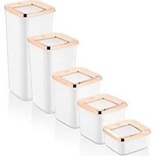 Mabelme Store Prime Kare Saklama Kabı, Beyaz 5'li Set