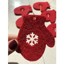 Mabelme Store Prime Mini Tasarım Atölyem Kırmızı Keçe Eldiven Yılbaşı Ağacı Süsü Kırmızı