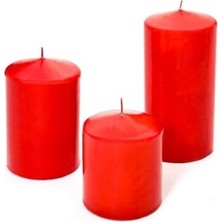 Mabelme Store Prime 3'lü Kırmızı Silindir Mum Seti (5,5 Cm-7,5 Cm-10 Cm)