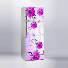 Mabelme Store Prime Buzdolabı Kaplama Dolap Kaplama Etiketi 3D Altigen Mor Çiçek