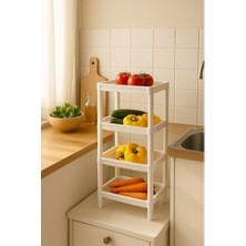 Mabelme Store Prime Pro 4 Katlı Beyaz Çok Amaçlı Raf Ünitesi – Banyo ve Mutfak Düzenleyici Raf & Organizer Beyaz