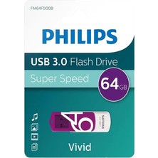 Happy Trend USB Bellek 64 GB – Yüksek Hızlı Tasarım Bellek 64 GB – Okuma: 120MB/S, Yazma: 20MB/S, FM64FD00B/00, Mor