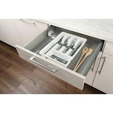 Mabelme Store Prime Kaymaz Çatal Bıçak Tepsisi - Çekmeceler Için Çatal Bıçak Tepsisi, Polipropilen, 26,5 x 5 x 36,5 Cm, Beyaz