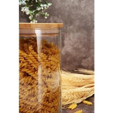 Mabelme Store Prime 43463 Bamboo Ahşap Kapaklı Cam Kavanoz, Şeffaf, 1.48 Litre